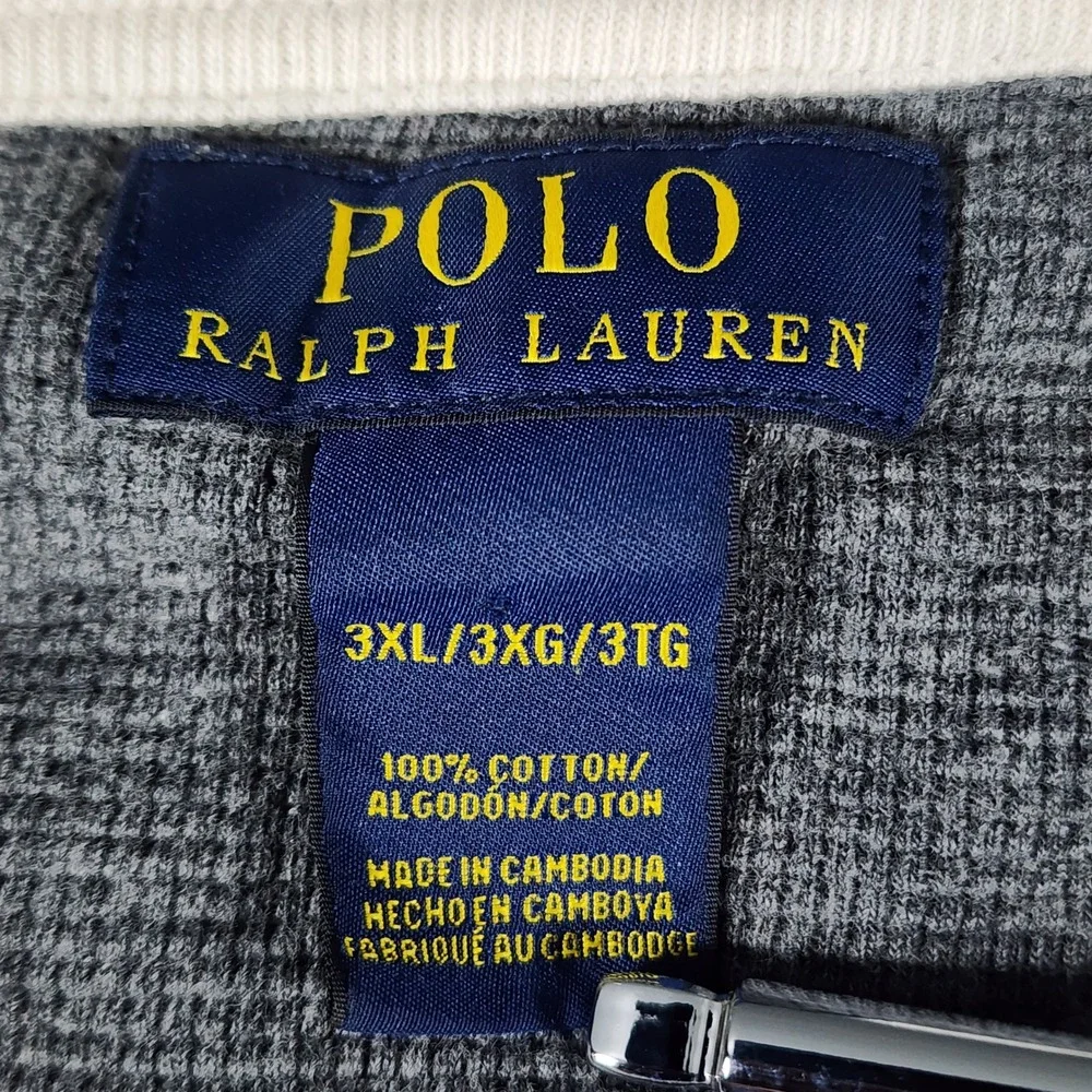 Polo Ralph Lauren Waffle Knit Thermal Shirt Mens 3XL Gray Long Sleeve Pony Logo